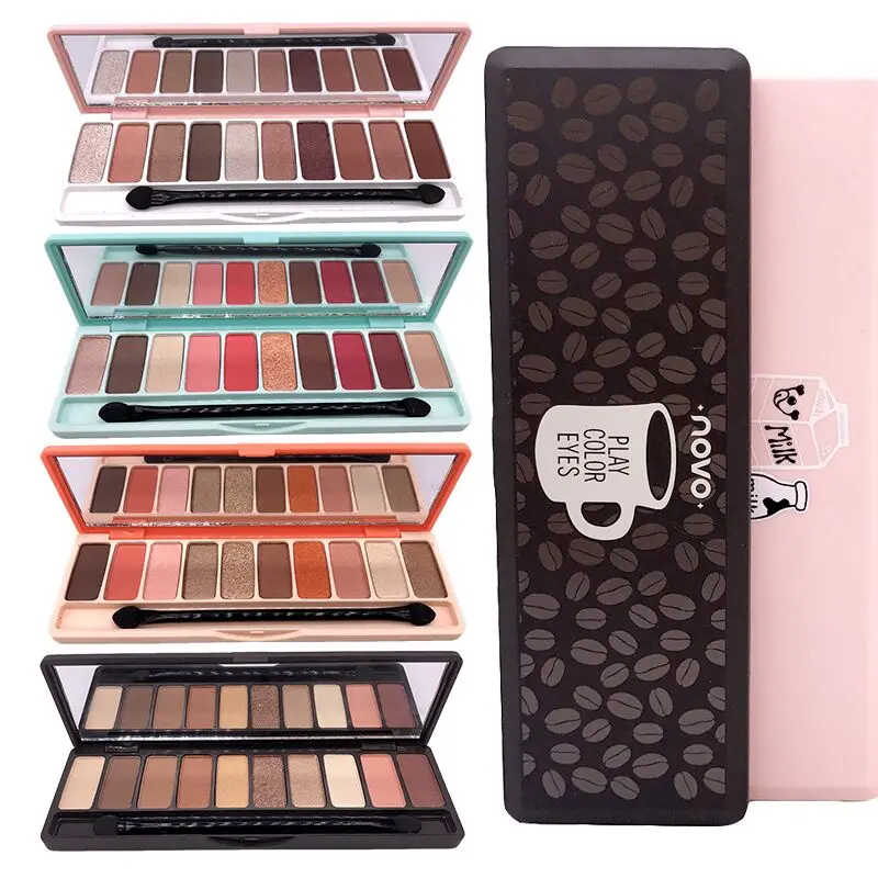 

NOVO 10 Colors Matte Glitter Eyeshadow Palette Set Makeup Eye Shadow Powder Pallete Make up Pigment Beauty Brushes