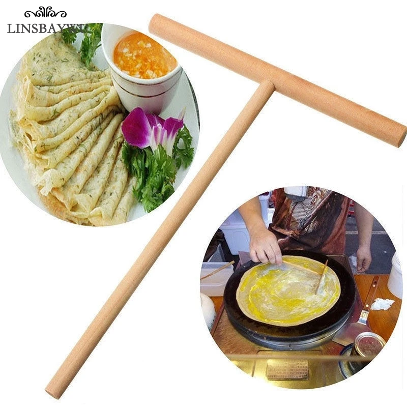 

1/2 pc Wooden T Letter Kitchen Tool Stick Spreader Crepe Maker Pancake Batter Conveniet Rack Spreader Home Kitchen Bar Supplies