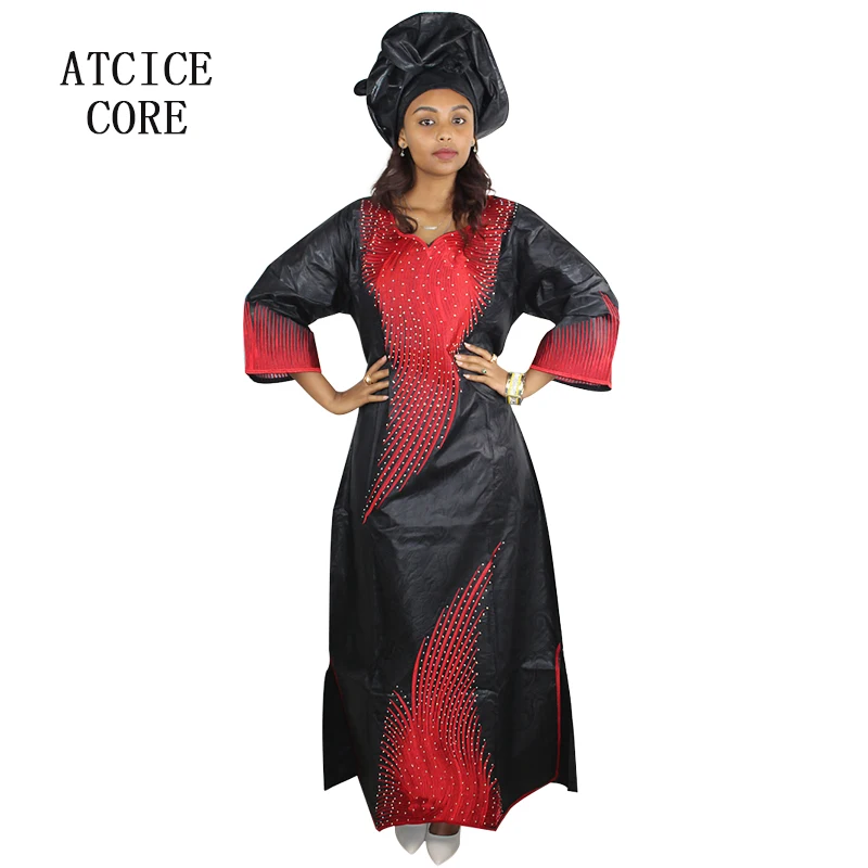 

AFRICAN DRESS EMBROIDERY DESIGN DRESS LONG DRESS WITH SCARF LA098#