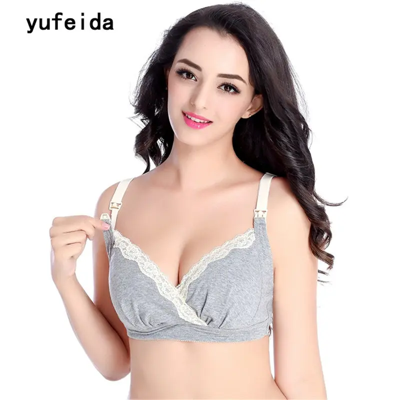 

YUFEIDA Cotton Women's Free Breast Feeding Bra Maternity Nursing Bralette Push Up Prevent Sagging Bra For Pregnant Women Clothes