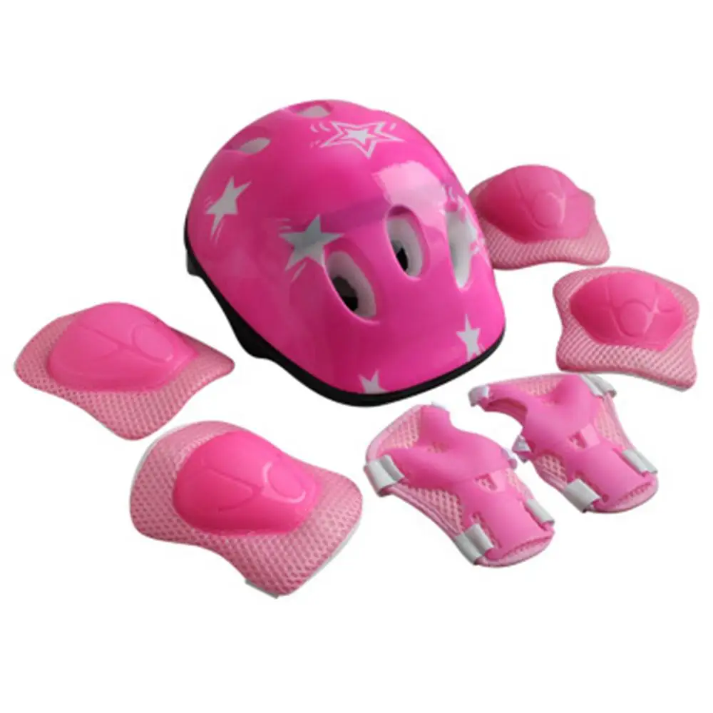

Adjustable 7 Pcs children's roller skating bicycle helmet sponge knee wrist elbow pads set kids bicycle sports protective gear