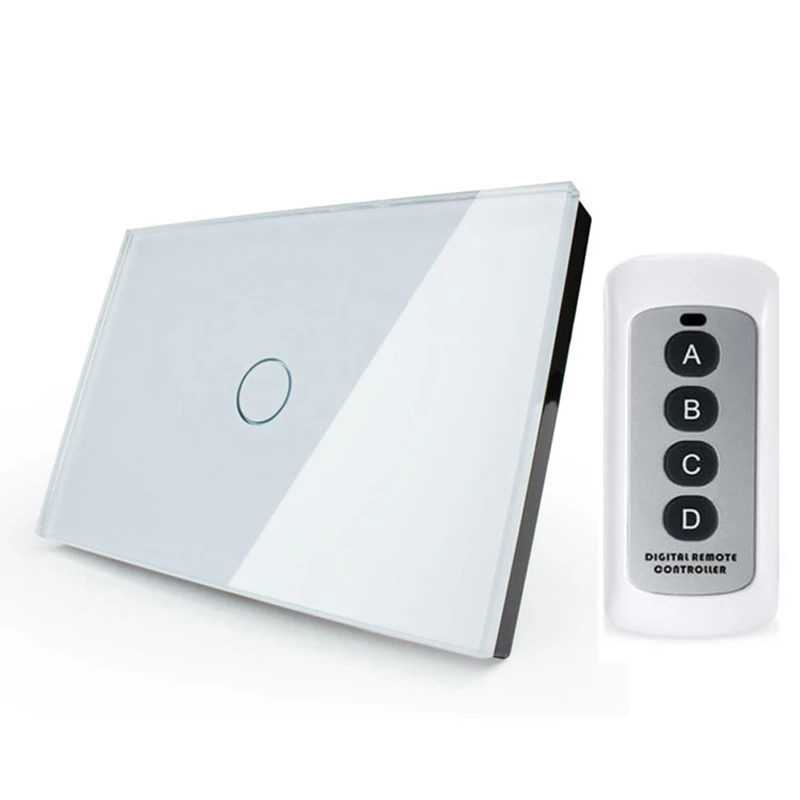 

Smart home 1Gang 1Way Touch Switch,White Crystal Glass Panel, AC110~250V, LED indicator, US Standard Wireless Remote