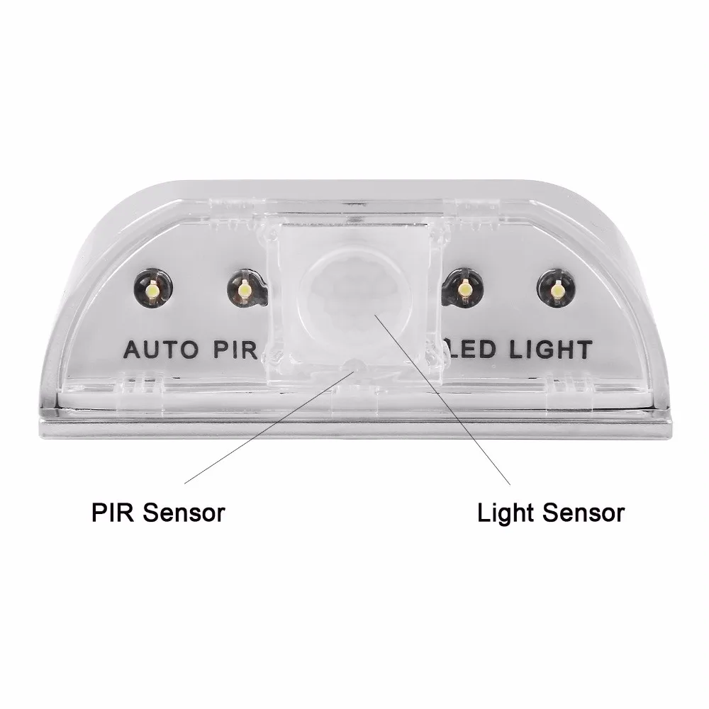 4 LEDs PIR Infrared Detection Motion Sensor LED Lamp 1.5V Battery Lamparas Led Night Lights for Home Door KeyholeKitchen Light 11