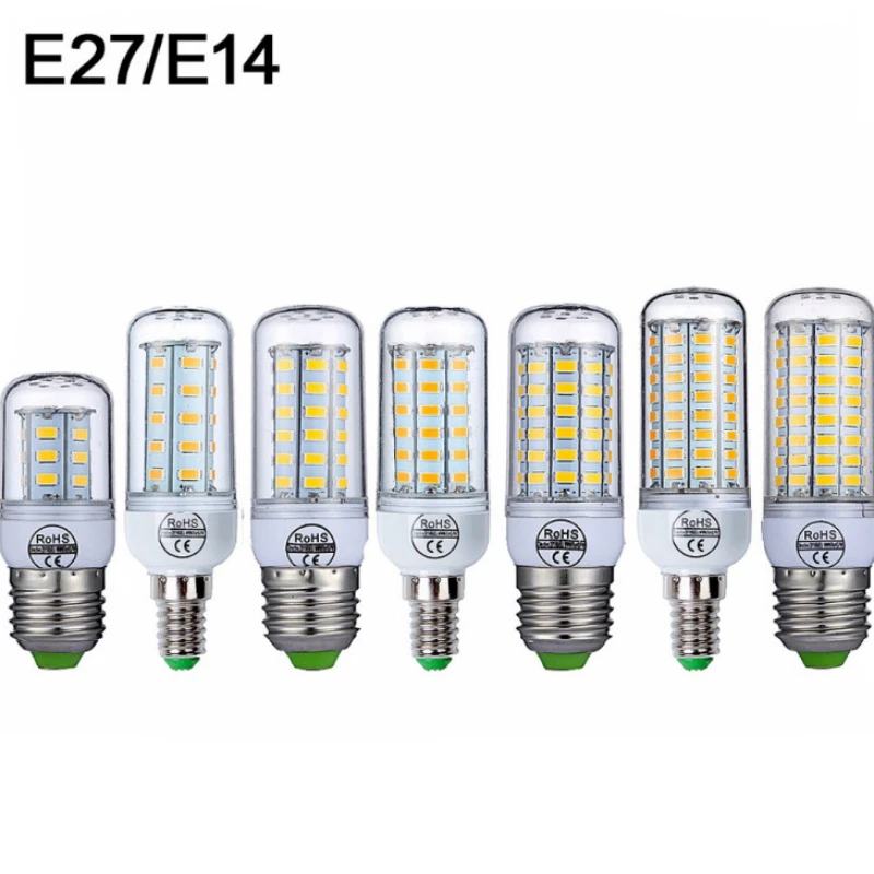 

E27 LED Lamp E14 LED Bulb SMD5730 220V Corn Bulb 24 36 48 56 69 72 LEDs Chandelier Candle LED Light For Home Decoration Ampoule