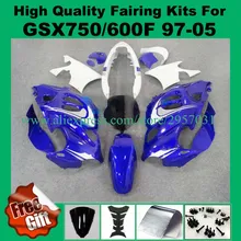 9 Подарки, обтекатель комплект для SUZUKI GSX600F GSX750F 1997-2005 GSX 600F 750F 97 98 99 00 01 02 03 04 05 ABS обтекатели синий белый