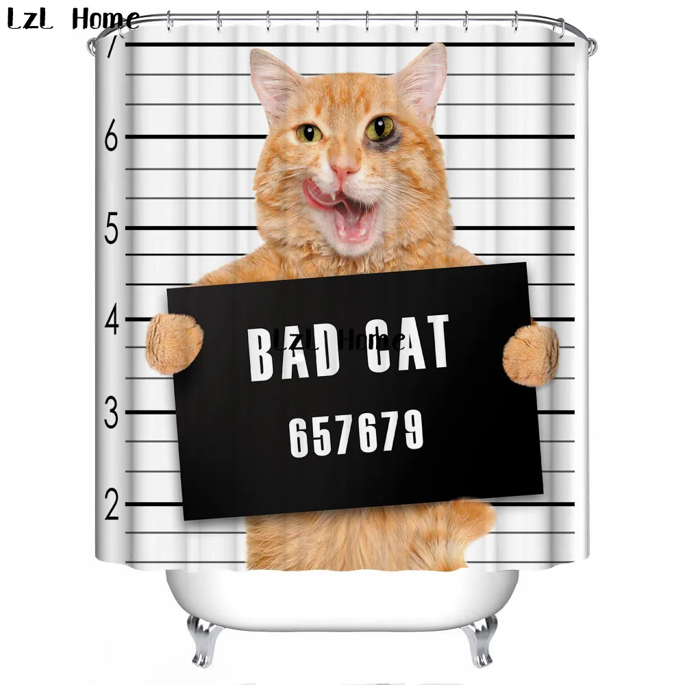 LzL Home Funny Anthropomorphic Animal Shower Curtains Bath Products