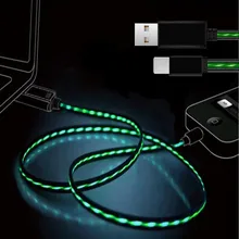 1 м светодиодный светящийся зарядный кабель для huawei Honor Note 10 Xiaomi Mi8 Max 3 htc Micro usb type C зарядное устройство для мобильных телефонов