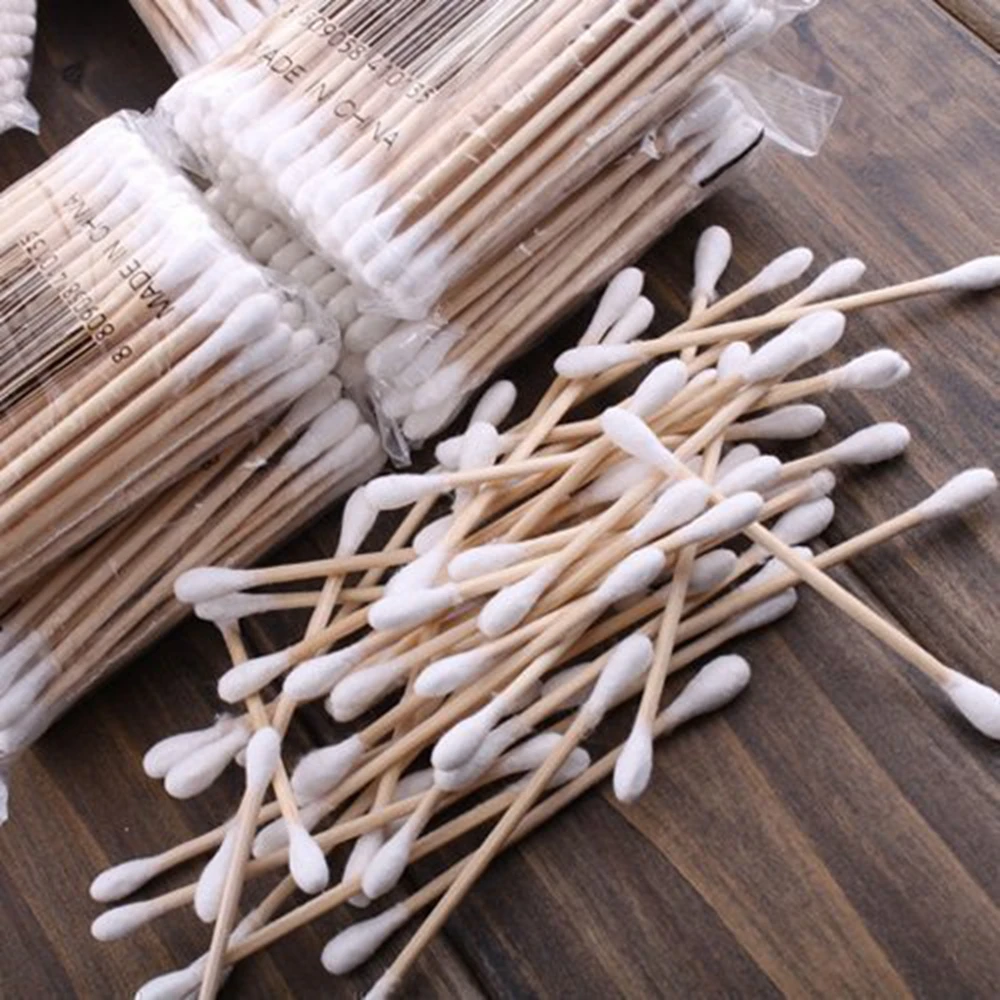 

100pcs/bag Beauty Makeup 100% Cotton Swab Make Up Wood Sticks Ears Cleaning Cosmetics