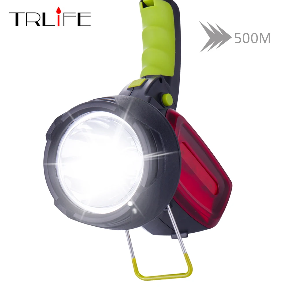 

High Power Portable LED Flashlight Searchlight Built-in Battery 3 Light Sources Torch White + Red light With Cable Long Shot