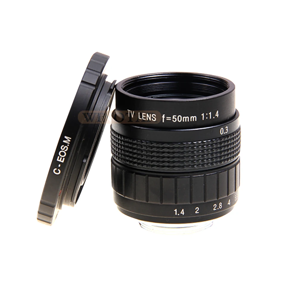 Фуцзянь 50 мм F1.4 CC ТВ объектив + макро кольцо для Canon EOS M M2 M3 M5 M6 M10|tv lens|50mm f1.4fujian 50mm |