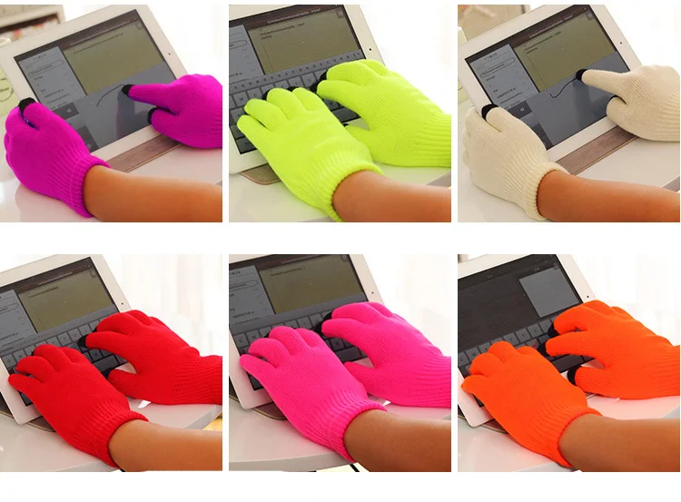 Fashion Female Wool Knitting Touched Screen Gloves Winter Women Warm Full Finger Gloves Stretch Warm Guantes Knit Mitten