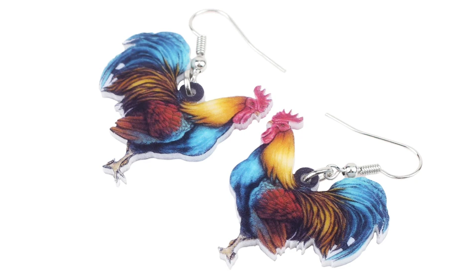 BDHSHKF Earrings Necklace Statement Acrylic Floral Rooster Chicken Farm Animals Sets Jewelry for Women Girls Ladies