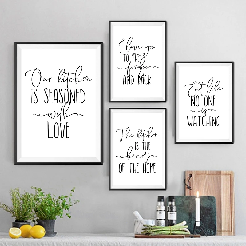The Kitchen Is The Heart Of The Home Quotes Posters and Prints Funny Kitchen  Wall Art Canvas Painting Picture Kitchen Art Decor _ - AliExpress Mobile