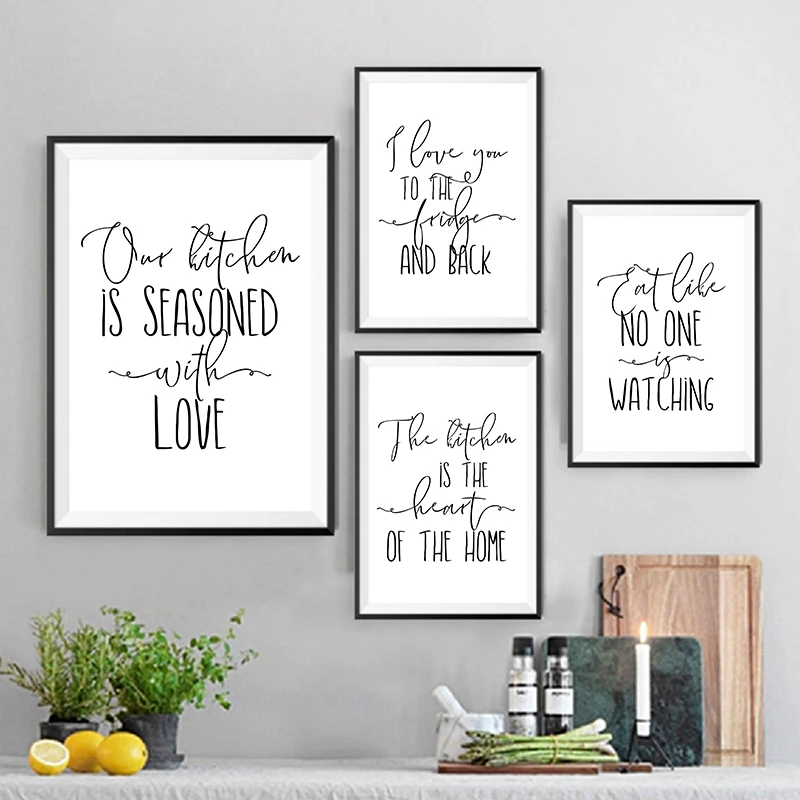 The Kitchen Is The Heart Of The Home Quotes Posters And Prints Funny Kitchen Wall Art Canvas Painting Picture Kitchen Art Decor Painting Calligraphy Aliexpress