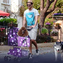 Модная складная коляска для кошек, съемный Разъемный комплект для домашних животных, коляска для домашних животных, четыре сезона, четыре колесных коляски для собак, домик для домашних животных