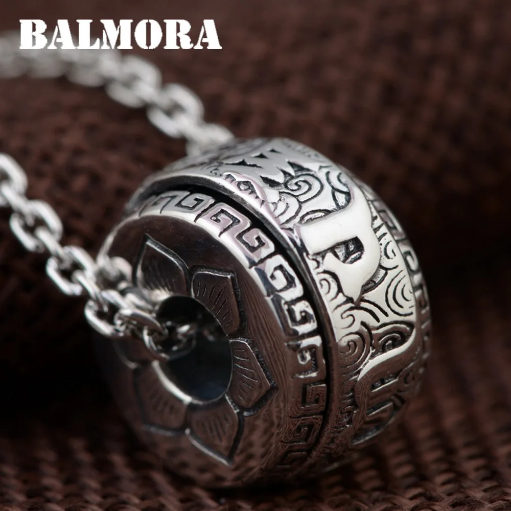 BALMORA Настоящее 990 чистое серебро вращающийся шесть слов Подвески «Сутра» для женщин и мужчин подарок ювелирные изделия без цепи