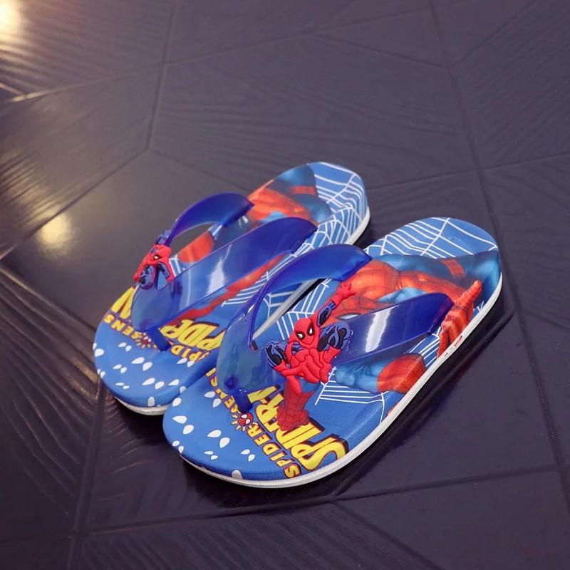 Дети Мальчики Лето паук ПВХ пляжные тапочки мягкие мультфильм Нескользящие шлепанцы домашняя обувь баня 2-10years XQ01
