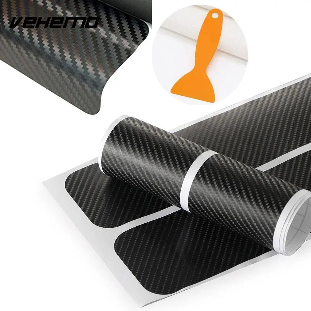 Vehemo 3D fibra de carbono pegatinas para el umbral del coche decoran las pegatinas de la puerta del coche impermeables pegatinas de la puerta del coche partes exteriores