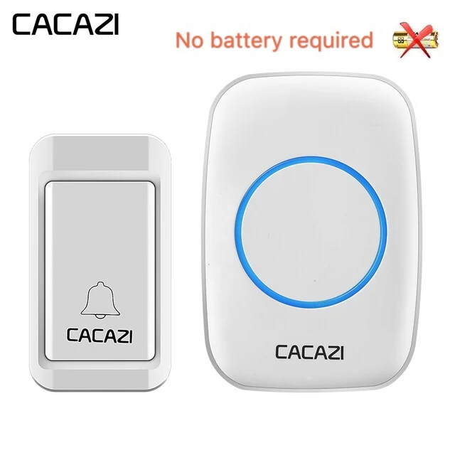 

CACAZI Wireless Doorbell Self-powered No batteries Waterproof Button 120M Remote LED Light Home Cordless Bell EU Plug 38 Chimes