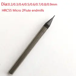 3 шт./лот D0.2xD4x50L 0.2 мм 2 Флейта HRC55 Micro Carbide плоским концом фрезерные фреза