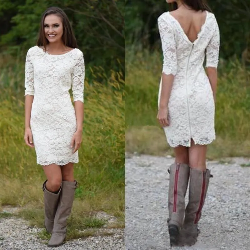 short-lace-beach-wedding-dresses-with-half-sleeve-2019-modest-jewel-neck-low-back-bohemian-western-cowlgirl-country-bridal-dress_