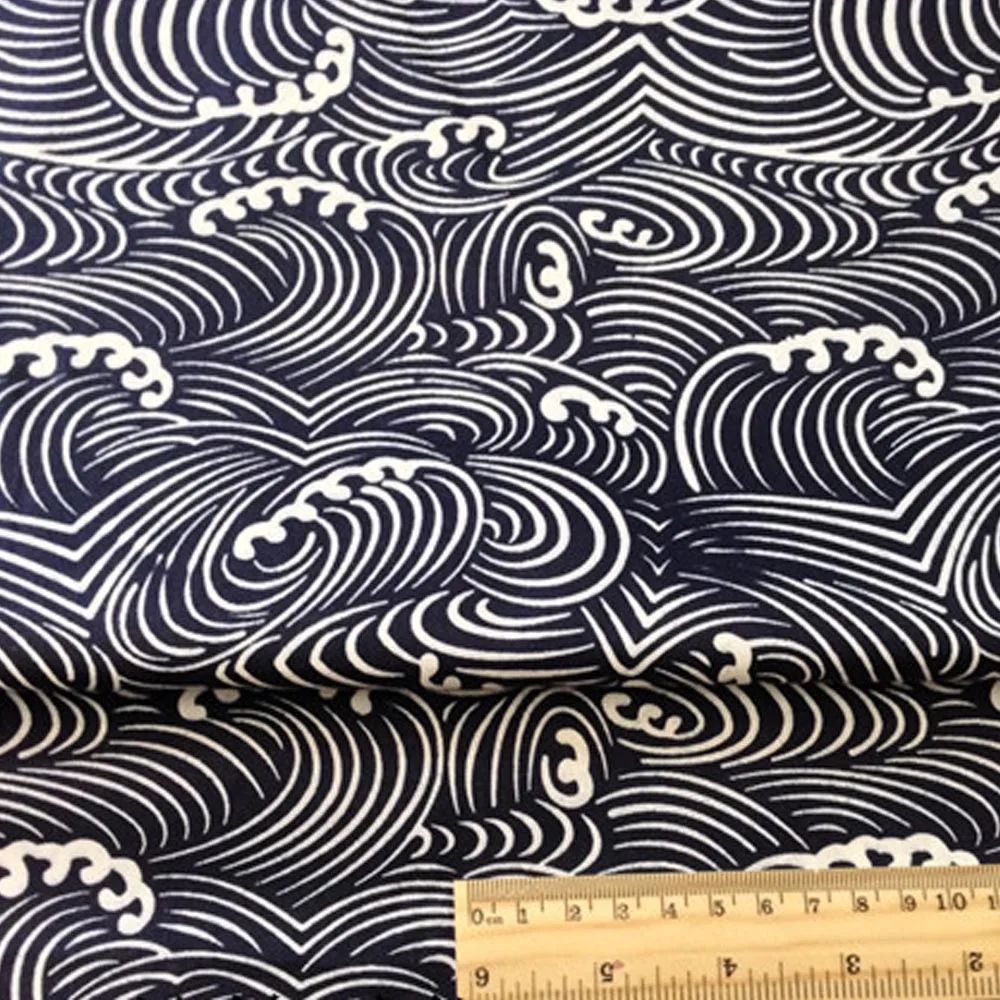Тёмно синяя хлопковая твиловая ткань в японском стиле для рукоделия|decor cloth|cotton
