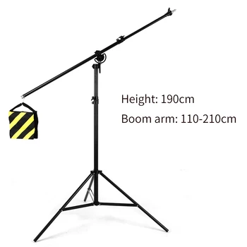 

126" 320cm 2in1 Light Stand Rotatable Aluminum Adjustable Tripod Boom Light Stand with Sandbag for Studio Photography