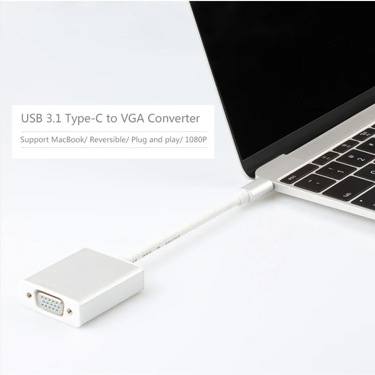 ULT Best Тип USB-C адаптер USB 3.1 Тип c USB-C мужчин и женщин VGA конвертер кабель для нового macBook Chromebook Pixel Lumia950XL