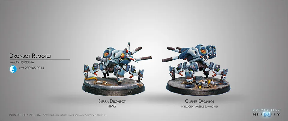 

[Loong Way Miniatures] Corvus Belli Infinity 0014 DRONBOT REMOTES (REM) 32mm Metal Miniature