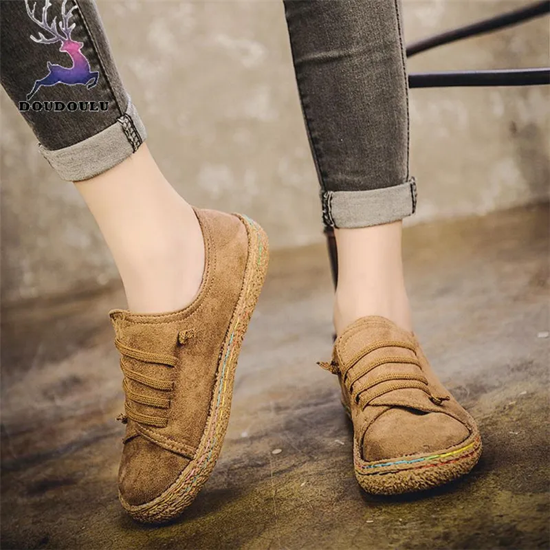 

Fashion Women Ladies Soft Single Shoes Female Suede Leather Lace-Up Shoes Woman 2018 New High Quality Women Shoes Zapatos Mujer