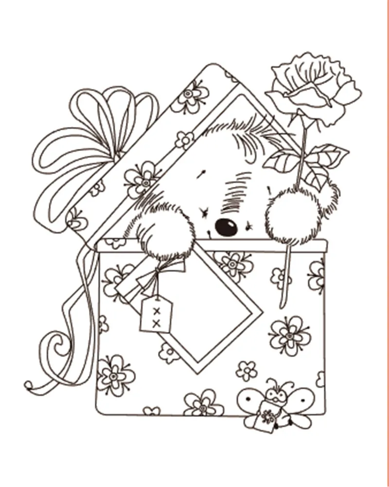 10x8 Bear inside the gift box Transparent Clear Stamps for Scrapbooking DIY Card Making Cutting Crafts Stencil | Дом и сад