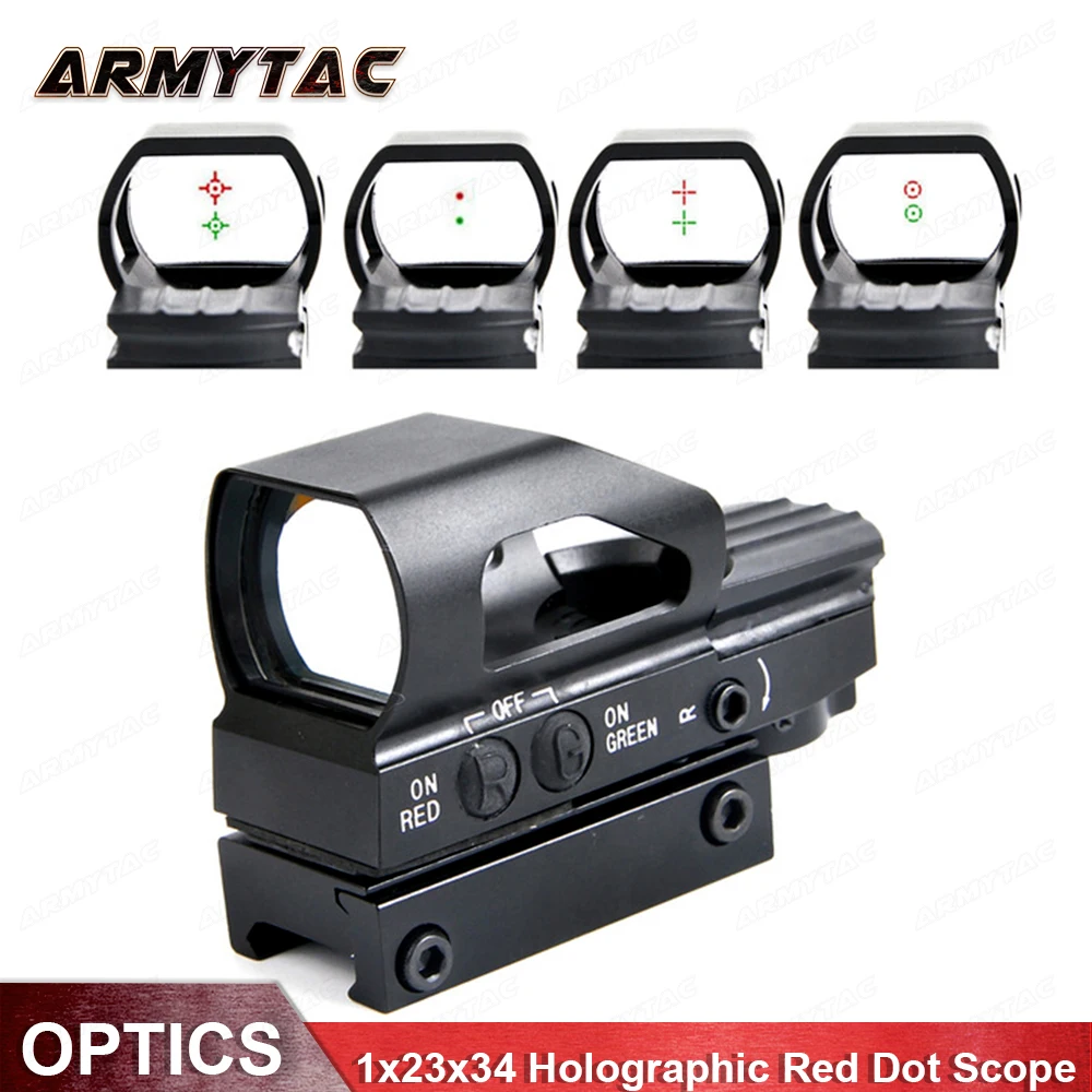 

1x23x34 Red Dot Scope Hunting Airsoft Pistol Tactical Optics Air Guns Sight Scopes Chasse Holographic Sight Red Dot Riflescope