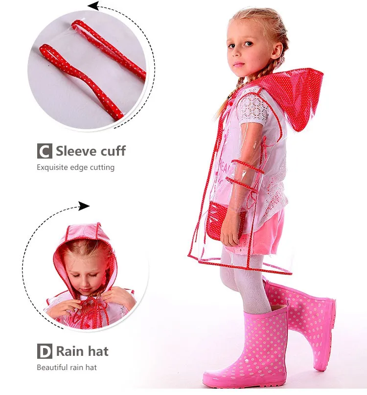 Yuding прозрачные плащ прозрачный Пластик плащи на открытом воздухе Touring для маленьких мальчиков платье для малышей, девочек дождевик с капюшоном
