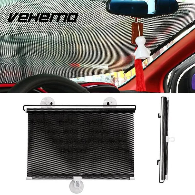 Vehemo 135x58CM Mesh Retractable Auto Sun Visor Solar Protection Car