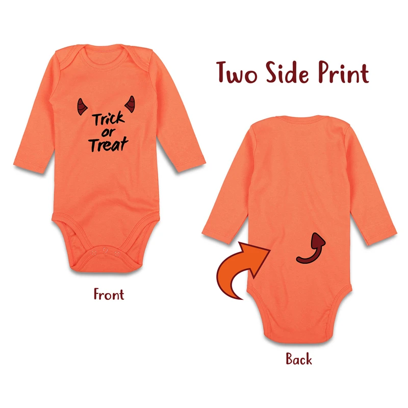 long sleeve baby bodysuit Halloween custom orange