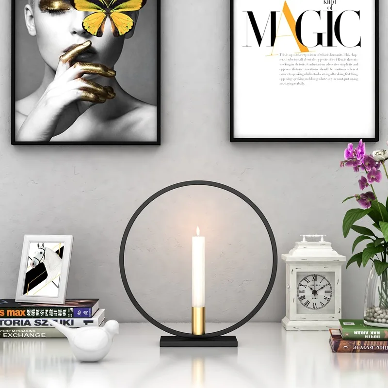 

Europe Circular Simple Candle Stand Dining-table Candle holder Home Decor Creativity Candlestick High quality Metal Candelabra