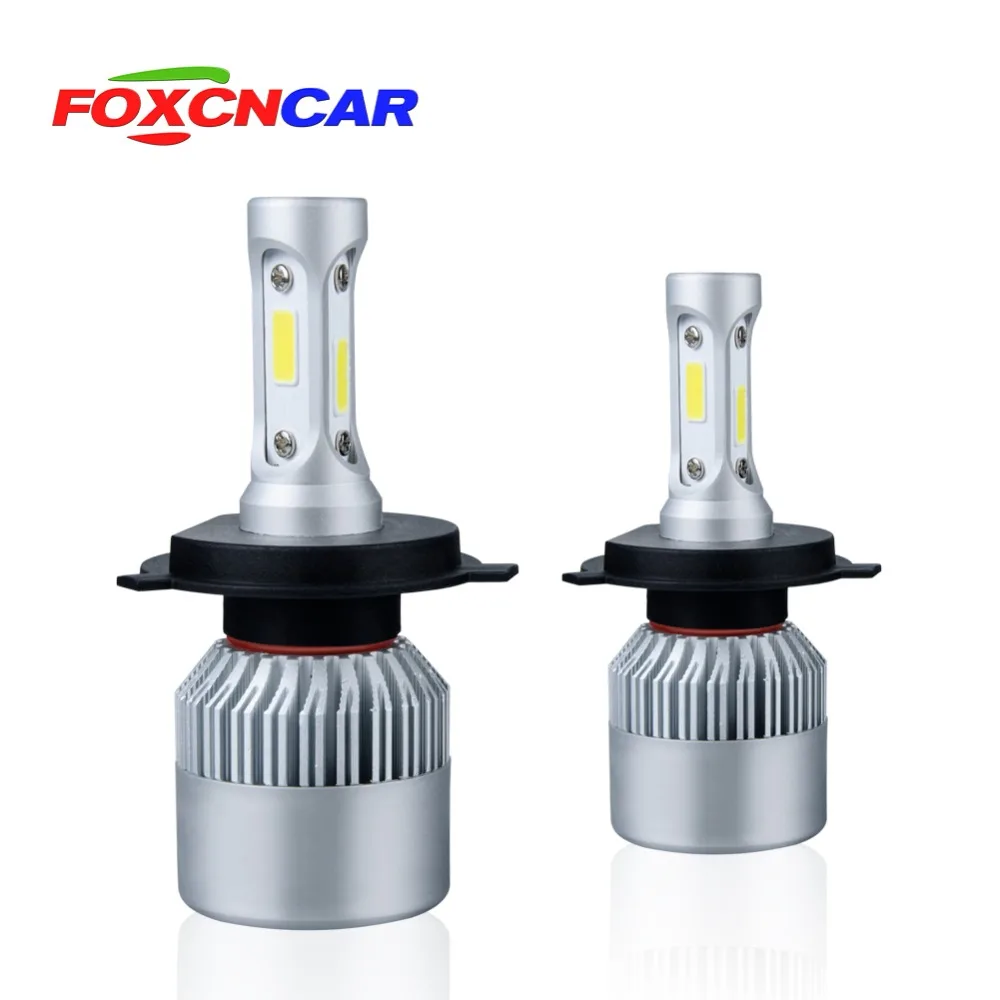 FOXCNCAR S2 COB 72 W фары для 8000LM 6500 K 12 V 24 V H7 Turbo Светодиодные Автомобильные фары H11 Led H4 Авто H1 H3 H18 H9 880 9005 9006 880 Hi Lo луч