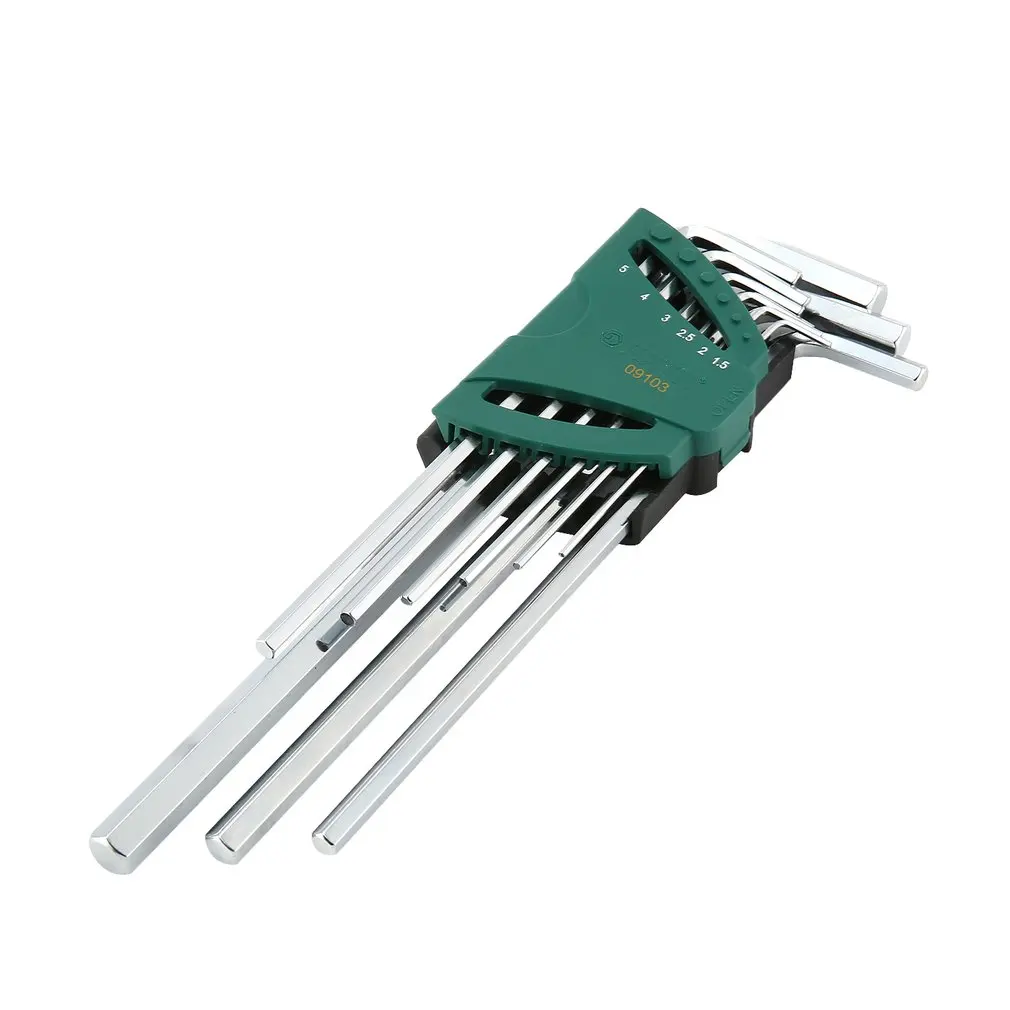 

SATA 9103 9pcs Hex Key Wrench Set 1.5/2/2.5/3/4/5/6/8/10mm Combination Hexagon Spanner Screwdriver Auto Repairing Tool Kit