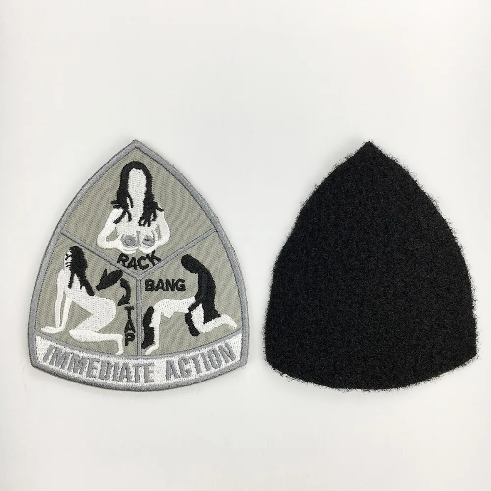 Immediate Action Tap Rack Bang Military Patch Iron on Uniform Morale Military Badge