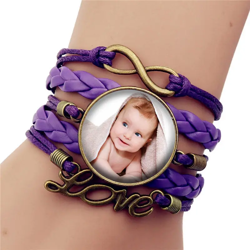 Персонализированные кожаные браслеты ручной работы фото вашего ребенка мама папа и дедушка любимый подарок для семьи ювелирные изделия