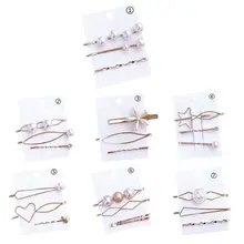 3 шт./компл. минималистский Модные металлические шпильки геометрической формы Для женщин девочек имитация жемчуга бисером зажим для волос боковые пряди для укладки волос заколка для волос