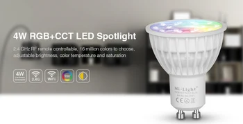 

MiLight AC86-265V 4W LED Bulb GU10 Dimmable LED Lamp Light RGB+Warm White+White (RGB+CCT) Spotlight Indoor Living Room