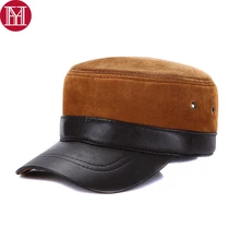 Лидер продаж унисекс из натуральной кожи; армейские кепки Для мужчин Для женщин зимние натуральный из натуральной овчины кожаная Кепки s Регулируемый Бейсбол Кепки