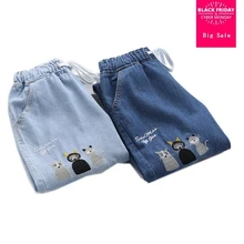 Джинсы в японском стиле с вышивкой в стиле Mori Girl, винтажные женские штаны с эффектом потертости, новинка, повседневные хлопковые прямые джинсы L244