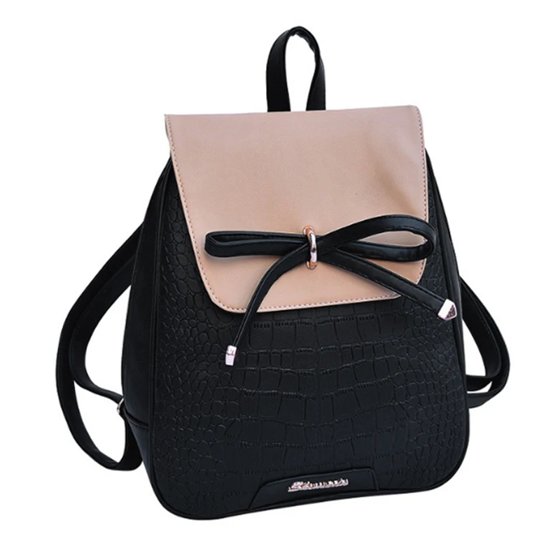 Женский рюкзак высокого качества из искусственной кожи Mochila Escolar, школьные сумки для девочек-подростков, модные рюкзаки с верхней ручкой - Цвет: Black