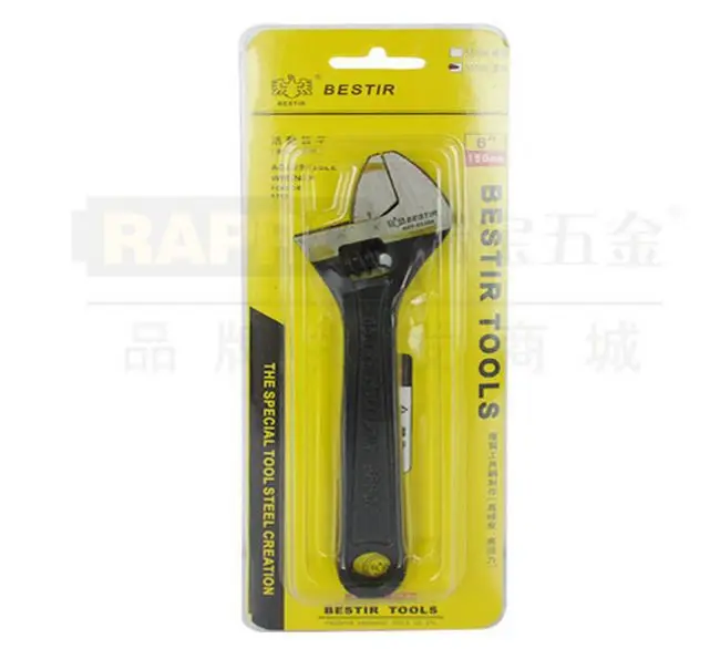 BESTIR taiwan made blacken 6" adjustable wrenches with clear metric