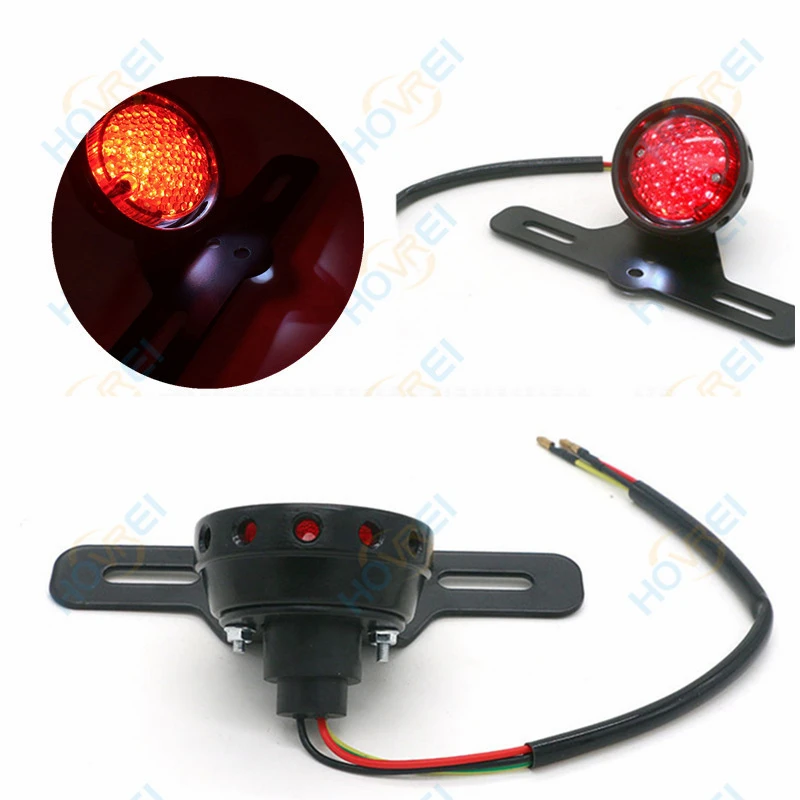Universal Motorcycle retro LED Taillight brake light License Number Plate Light stop lamp for Harley Honda Cafe Racer |