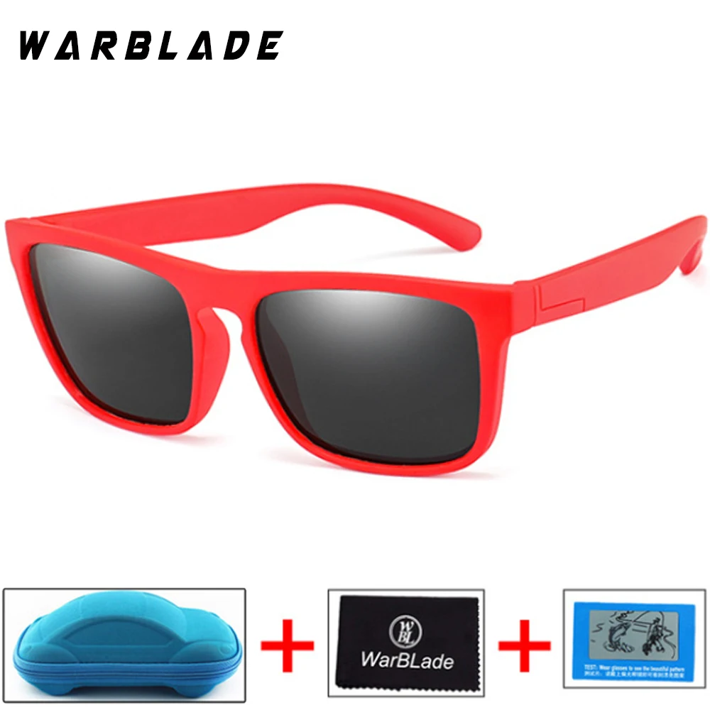 red gray B Солнцезащитные очки WarBLade для детей, милые детские поляризованные детские спортивные очки для девочек и мальчиков, TR90 поляризованные солнцезащитные очки, оттенки для младенцев с коробкой - Цвет линз: red gray B