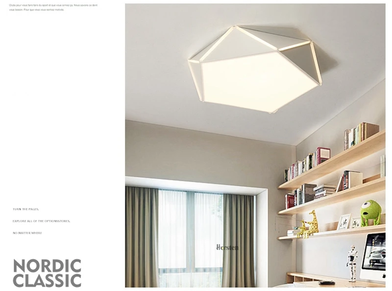 Horsten Geometric Design Ceiling Lights Lamps With Remote Control Indoor Lighting For Bedroom Living Room 6-20 Square Meters (4)