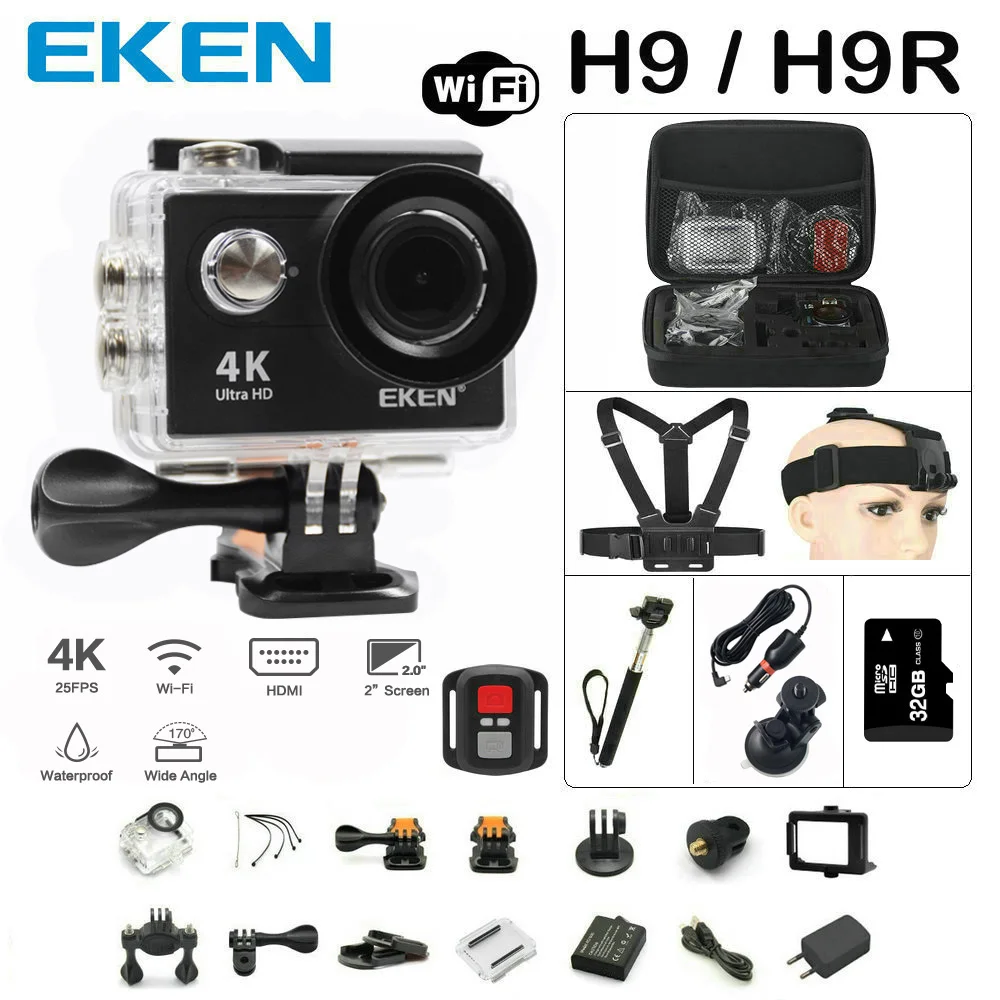 EKEN H9 Action Camera H9R Ultra HD 4K 25fps WiFi 2 0 170D Underwater Helmet Cam